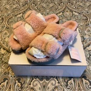 NWT Birkenstock Papillio Arizona Big Buckle Pap Teddy Crystal Rose Sandals Sz 40